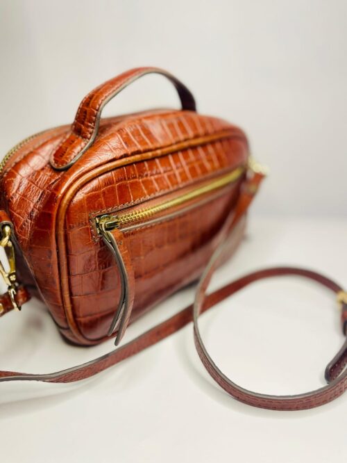 Zircon Croc Effect Box Bag Tan