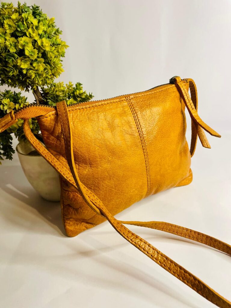 Leather Sling Bag Wristlet for Women